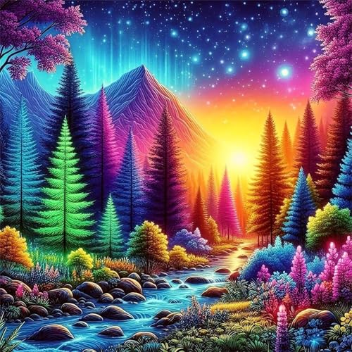 Puzzles 200 Teile Erwachsene,28x28 cm Lernspiel Herausforderung Spielzeug 200 Teile Bunte Waldlandschaft Puzzles für Erwachsene von Yeecer