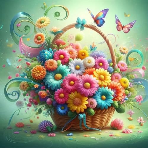 Puzzles 200 Teile Erwachsene,28x28 cm Lernspiel Herausforderung Spielzeug 200 Teile Bunter Gänseblümchenkorb Puzzles für Erwachsene von Yeecer