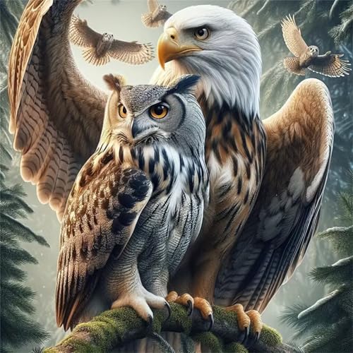 Puzzles 200 Teile Erwachsene,28x28 cm Lernspiel Herausforderung Spielzeug 200 Teile Eule Adler Vögel Puzzles für Erwachsene von Yeecer