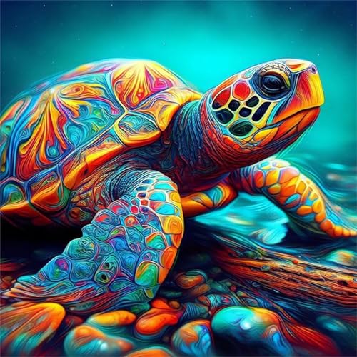 Puzzles 200 Teile Erwachsene,28x28 cm Lernspiel Herausforderung Spielzeug 200 Teile Farbige Schildkröte Puzzles für Erwachsene von Yeecer