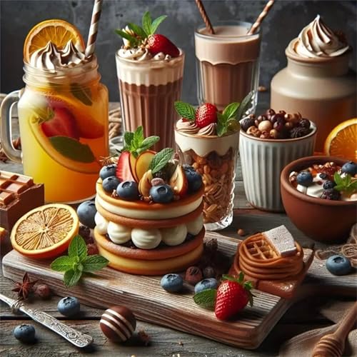 Puzzles 200 Teile Erwachsene,28x28 cm Lernspiel Herausforderung Spielzeug 200 Teile Früchte-Getränkekuchen Puzzles für Erwachsene von Yeecer