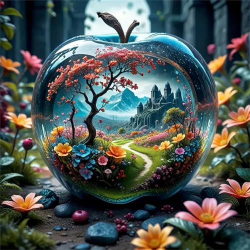 Puzzles 200 Teile Erwachsene,28x28 cm Lernspiel Herausforderung Spielzeug 200 Teile Kristalllandschaftsschloss Puzzles für Erwachsene von Yeecer