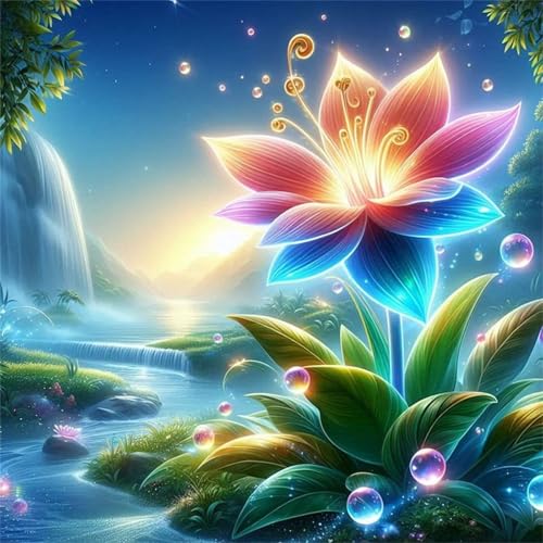 Puzzles 200 Teile Erwachsene,28x28 cm Lernspiel Herausforderung Spielzeug 200 Teile Leuchtende Blumenlandschaft Puzzles für Erwachsene von Yeecer