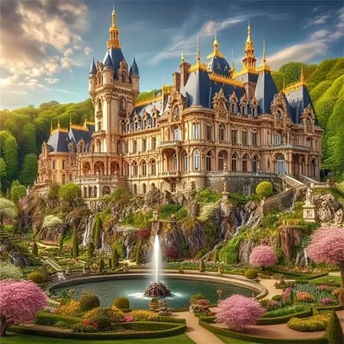 Puzzles 200 Teile Erwachsene,28x28 cm Lernspiel Herausforderung Spielzeug 200 Teile Schlossbrunnen Puzzles für Erwachsene von Yeecer