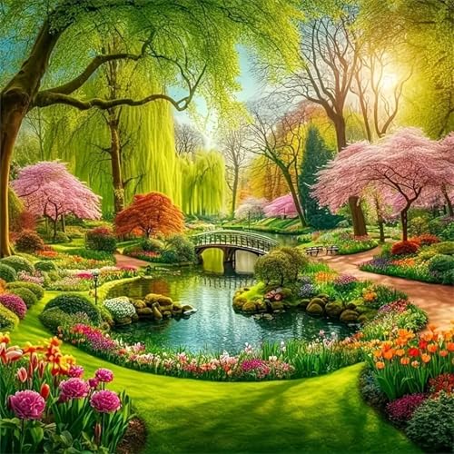Puzzles 200 Teile Erwachsene,28x28 cm Lernspiel Herausforderung Spielzeug 200 Teile Sommerparklandschaft Puzzles für Erwachsene von Yeecer