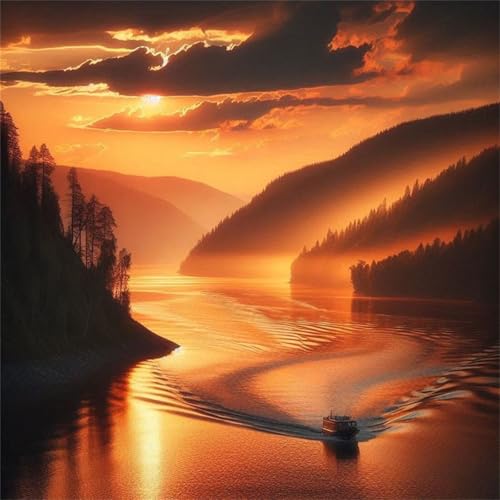Puzzles 200 Teile Erwachsene,28x28 cm Lernspiel Herausforderung Spielzeug 200 Teile Sonnenuntergang Berge Flüsse Puzzles für Erwachsene von Yeecer