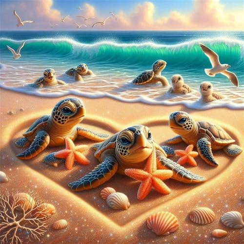 Puzzles 200 Teile Erwachsene,28x28 cm Lernspiel Herausforderung Spielzeug 200 Teile Strandschildkröten Puzzles für Erwachsene von Yeecer