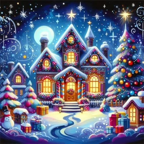 Puzzles 200 Teile Erwachsene,28x28 cm Lernspiel Herausforderung Spielzeug 200 Teile Weihnachtshäuschen Puzzles für Erwachsene von Yeecer