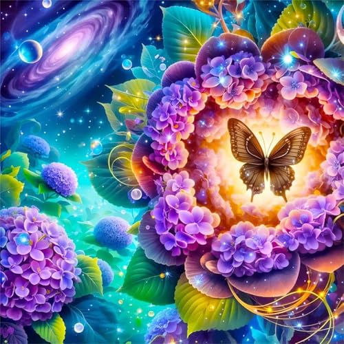 Puzzles 200 Teile Erwachsene,28x28 cm Lernspiel Herausforderung Spielzeug 200 Teile Weltraumblumen Schmetterlinge Puzzles für Erwachsene von Yeecer