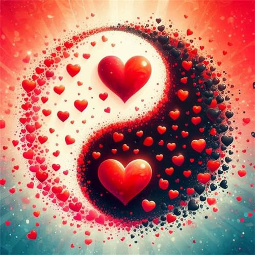 Puzzles 200 Teile Erwachsene,28x28 cm Lernspiel Herausforderung Spielzeug 200 Teile Yin-Yang-Liebesherz Puzzles für Erwachsene von Yeecer