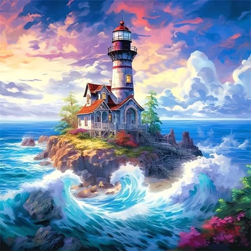 Puzzles 200 Teile Erwachsene,28x28cm Holzpuzzle, Puzzle für Erwachsenes Lernspiel Herausforderung Spielzeug 200 Teile Wellen-Leuchtturm Puzzles für Erwachsene Kinder von Yeecer