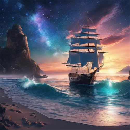 Puzzles 300 Teile Erwachsene,35x35cm Holzpuzzle, Puzzle für Erwachsenes Lernspiel Herausforderung Spielzeug 300 Teile Segelboot-Meereslandschaft Puzzles für Erwachsene Kinder von Yeecer