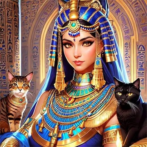 Puzzles 500 Teile Erwachsene,45x45 cm Lernspiel Herausforderung Spielzeug 500 Teile Ägyptische Frau Katze Puzzles für Erwachsene von Yeecer