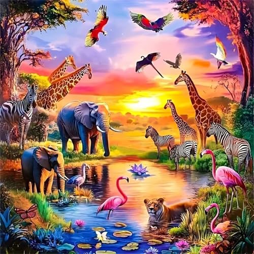 Puzzles 500 Teile Erwachsene,45x45 cm Lernspiel Herausforderung Spielzeug 500 Teile Afrikanische Tierwelt Puzzles für Erwachsene von Yeecer