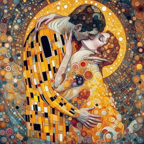 Puzzles 500 Teile Erwachsene,45x45 cm Lernspiel Herausforderung Spielzeug 500 Teile Berühmter Klimt-Kuss Puzzles für Erwachsene von Yeecer