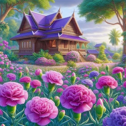Puzzles 500 Teile Erwachsene,45x45 cm Lernspiel Herausforderung Spielzeug 500 Teile Blumenholzhaus Puzzles für Erwachsene von Yeecer