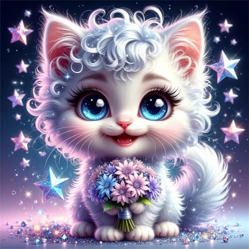 Puzzles 500 Teile Erwachsene,45x45 cm Lernspiel Herausforderung Spielzeug 500 Teile Blumenstrauß süße Katze Puzzles für Erwachsene von Yeecer