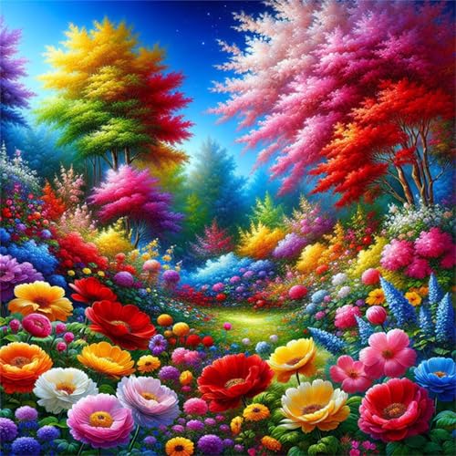 Puzzles 500 Teile Erwachsene,45x45 cm Lernspiel Herausforderung Spielzeug 500 Teile Bunte Blumen Bäume Puzzles für Erwachsene von Yeecer
