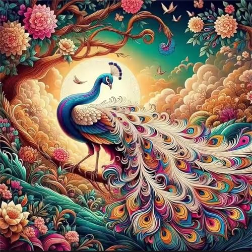 Puzzles 500 Teile Erwachsene,45x45 cm Lernspiel Herausforderung Spielzeug 500 Teile Bunte Pfauenlandschaft Puzzles für Erwachsene von Yeecer
