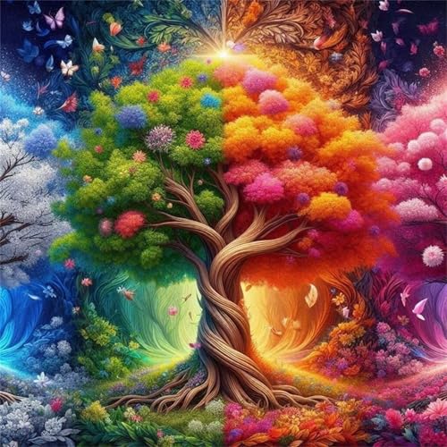 Puzzles 500 Teile Erwachsene,45x45 cm Lernspiel Herausforderung Spielzeug 500 Teile Bunter Lebensbaum Puzzles für Erwachsene von Yeecer