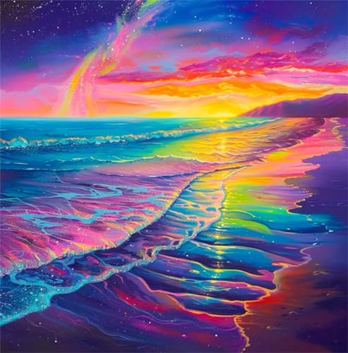 Puzzles 500 Teile Erwachsene,45x45 cm Lernspiel Herausforderung Spielzeug 500 Teile Bunter Strand Puzzles für Erwachsene von Yeecer