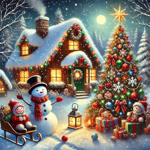 Puzzles 500 Teile Erwachsene,45x45 cm Lernspiel Herausforderung Spielzeug 500 Teile Dorfweihnachtshäuschen Puzzles für Erwachsene von Yeecer