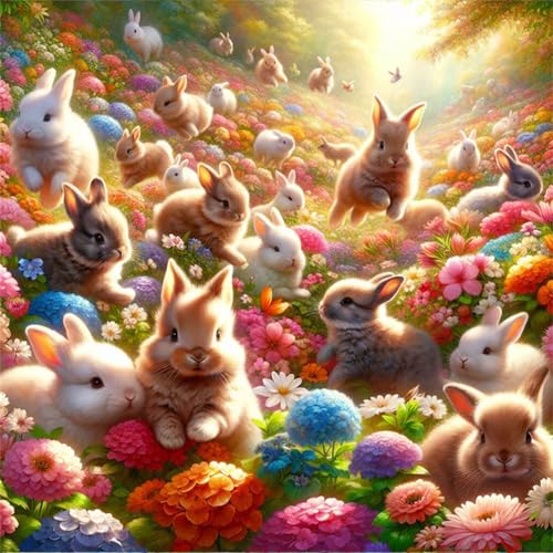 Puzzles 500 Teile Erwachsene,45x45 cm Lernspiel Herausforderung Spielzeug 500 Teile Gartenhasenblume Puzzles für Erwachsene von Yeecer
