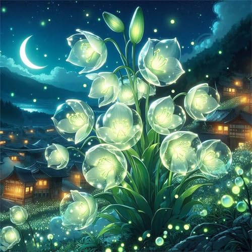Puzzles 500 Teile Erwachsene,45x45 cm Lernspiel Herausforderung Spielzeug 500 Teile Grüne Fluoreszierende Blumen Puzzles für Erwachsene von Yeecer