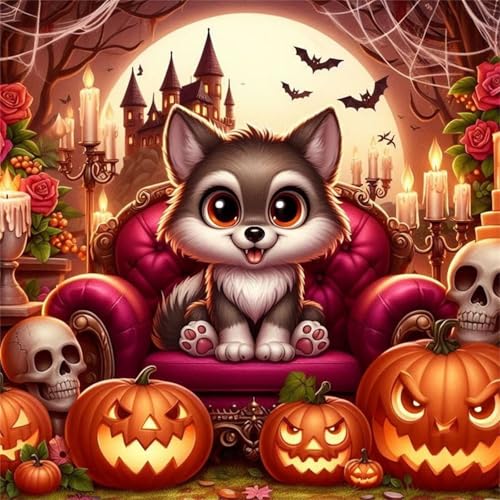 Puzzles 500 Teile Erwachsene,45x45 cm Lernspiel Herausforderung Spielzeug 500 Teile Halloween Landschaft Tiere Puzzles für Erwachsene von Yeecer