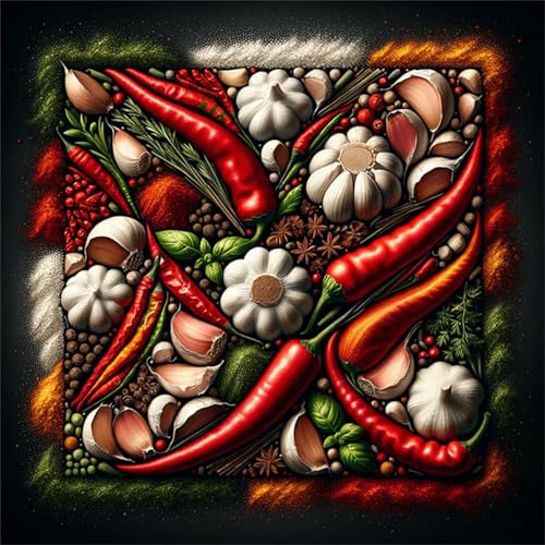 Puzzles 500 Teile Erwachsene,45x45 cm Lernspiel Herausforderung Spielzeug 500 Teile Küchen-Knoblauch-Chilischoten Puzzles für Erwachsene von Yeecer