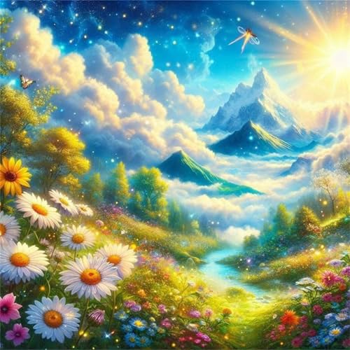 Puzzles 500 Teile Erwachsene,45x45 cm Lernspiel Herausforderung Spielzeug 500 Teile Landschaftsblumen Puzzles für Erwachsene von Yeecer