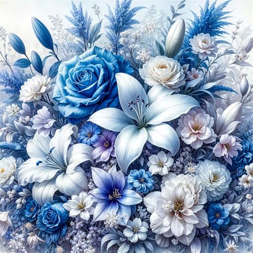 Puzzles 500 Teile Erwachsene,45x45 cm Lernspiel Herausforderung Spielzeug 500 Teile Lilien-Rosen-Blumenstrauß Puzzles für Erwachsene von Yeecer