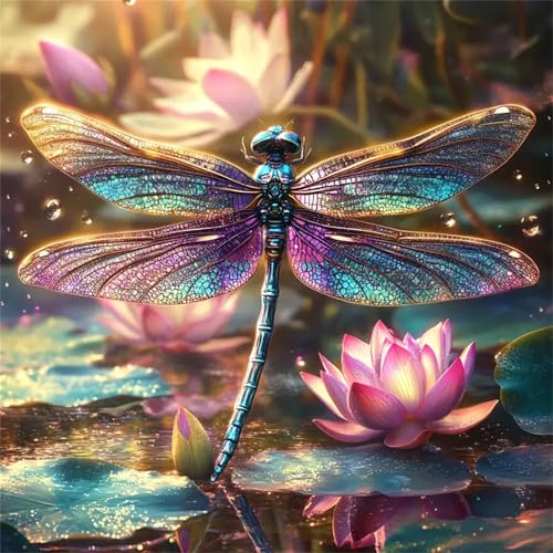 Puzzles 500 Teile Erwachsene,45x45 cm Lernspiel Herausforderung Spielzeug 500 Teile Lotusteich-Libelle Puzzles für Erwachsene von Yeecer