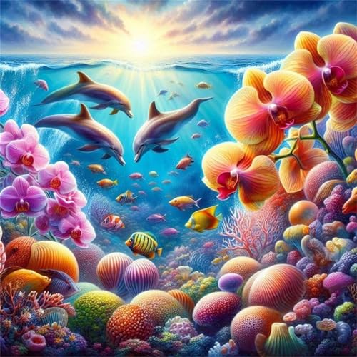 Puzzles 500 Teile Erwachsene,45x45 cm Lernspiel Herausforderung Spielzeug 500 Teile Meerestiere Orchideen Puzzles für Erwachsene von Yeecer