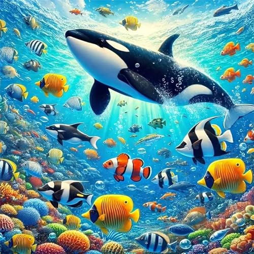 Puzzles 500 Teile Erwachsene,45x45 cm Lernspiel Herausforderung Spielzeug 500 Teile Meerestierlandschaft Puzzles für Erwachsene von Yeecer
