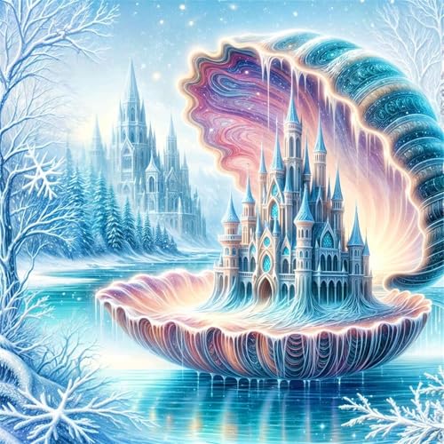 Puzzles 500 Teile Erwachsene,45x45 cm Lernspiel Herausforderung Spielzeug 500 Teile Muschelschloss-Landschaft Puzzles für Erwachsene von Yeecer
