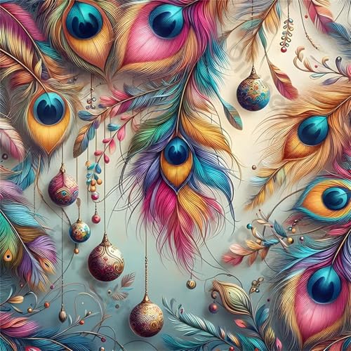 Puzzles 500 Teile Erwachsene,45x45 cm Lernspiel Herausforderung Spielzeug 500 Teile Pfauenfedern Puzzles für Erwachsene von Yeecer
