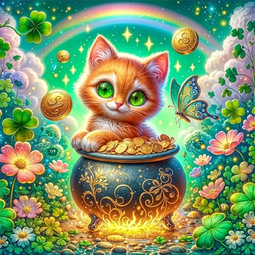 Puzzles 500 Teile Erwachsene,45x45 cm Lernspiel Herausforderung Spielzeug 500 Teile Regenbogen-Magiekatze Puzzles für Erwachsene von Yeecer