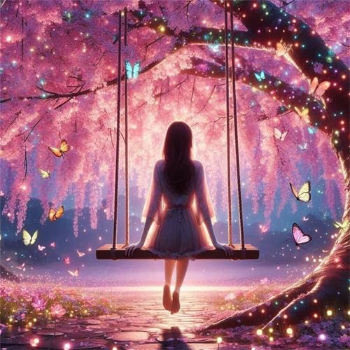 Puzzles 500 Teile Erwachsene,45x45 cm Lernspiel Herausforderung Spielzeug 500 Teile Romantisches Swing-Girl Puzzles für Erwachsene von Yeecer