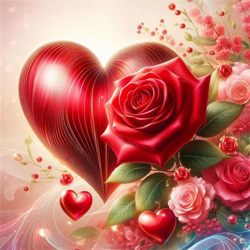 Puzzles 500 Teile Erwachsene,45x45 cm Lernspiel Herausforderung Spielzeug 500 Teile Rotes Rosenherz Puzzles für Erwachsene von Yeecer