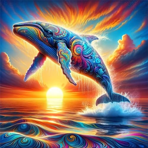 Puzzles 500 Teile Erwachsene,45x45 cm Lernspiel Herausforderung Spielzeug 500 Teile Sonnenuntergangswale Puzzles für Erwachsene von Yeecer
