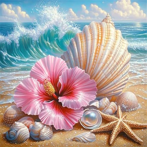 Puzzles 500 Teile Erwachsene,45x45 cm Lernspiel Herausforderung Spielzeug 500 Teile Strandblumenmuscheln Puzzles für Erwachsene von Yeecer
