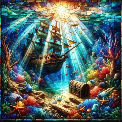 Puzzles 500 Teile Erwachsene,45x45 cm Lernspiel Herausforderung Spielzeug 500 Teile Unterwasserschatz Puzzles für Erwachsene von Yeecer