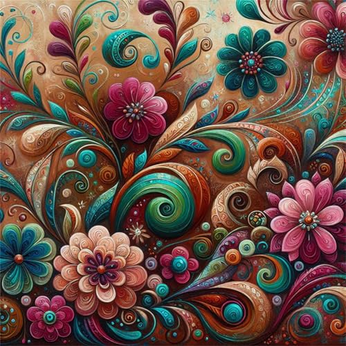 Puzzles 500 Teile Erwachsene,45x45 cm Lernspiel Herausforderung Spielzeug 500 Teile Vintage Blumen Puzzles für Erwachsene von Yeecer