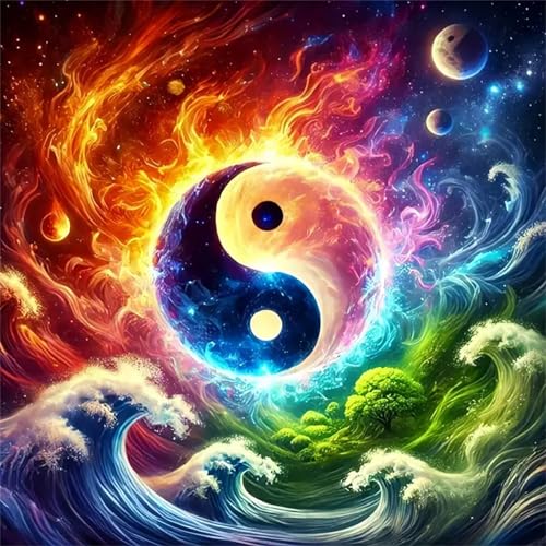 Puzzles 500 Teile Erwachsene,45x45 cm Lernspiel Herausforderung Spielzeug 500 Teile Weltraum-Yin-Yang Puzzles für Erwachsene von Yeecer