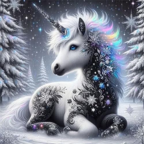 Puzzles 500 Teile Erwachsene,45x45 cm Lernspiel Herausforderung Spielzeug 500 Teile Winter-Einhorn Puzzles für Erwachsene von Yeecer