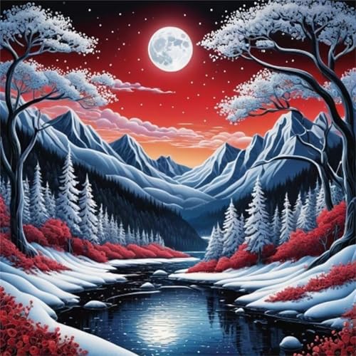 Puzzles 500 Teile Erwachsene,45x45 cm Lernspiel Herausforderung Spielzeug 500 Teile Wintermondfluss Puzzles für Erwachsene von Yeecer