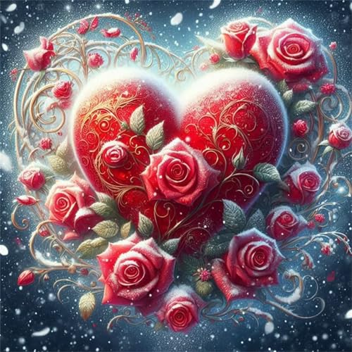 Puzzles 500 Teile Erwachsene,45x45 cm Lernspiel Herausforderung Spielzeug 500 Teile Winterrosenherz Puzzles für Erwachsene von Yeecer