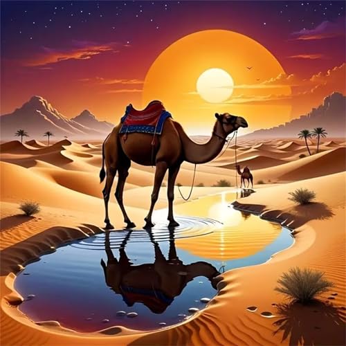 Puzzles 500 Teile Erwachsene,45x45 cm Lernspiel Herausforderung Spielzeug 500 Teile Wüstenkamelsee Puzzles für Erwachsene von Yeecer