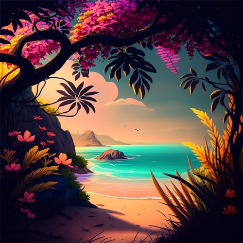 Puzzles 500 Teile Erwachsene,48x48cm Holzpuzzle, Puzzle für Erwachsenes Lernspiel Herausforderung Spielzeug 500 Teile Inselbäume Puzzles für Erwachsene Kinder von Yeecer